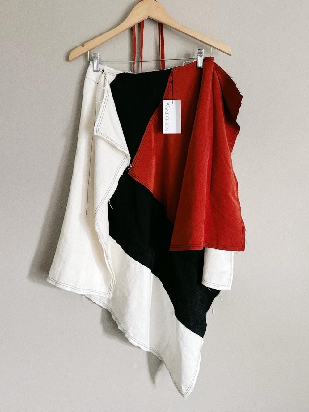 NWT JW Anderson Asymmetric Patchwork Linen Colorblock Midi Skirt
